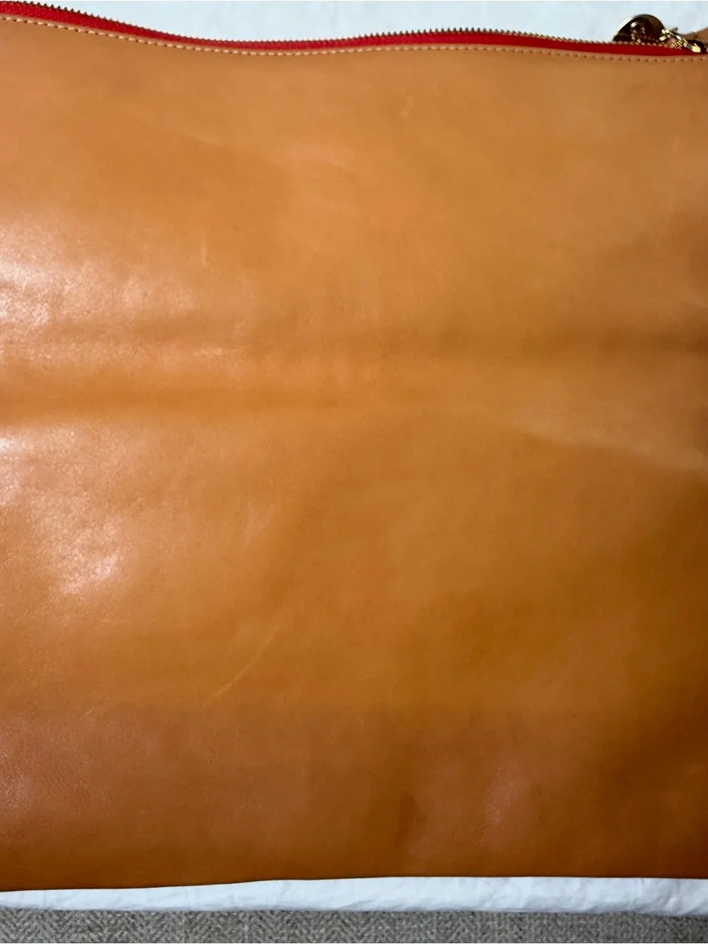 Clare V. Leather Foldover Clutch Tan Leather Clutch with Contrast Stripe